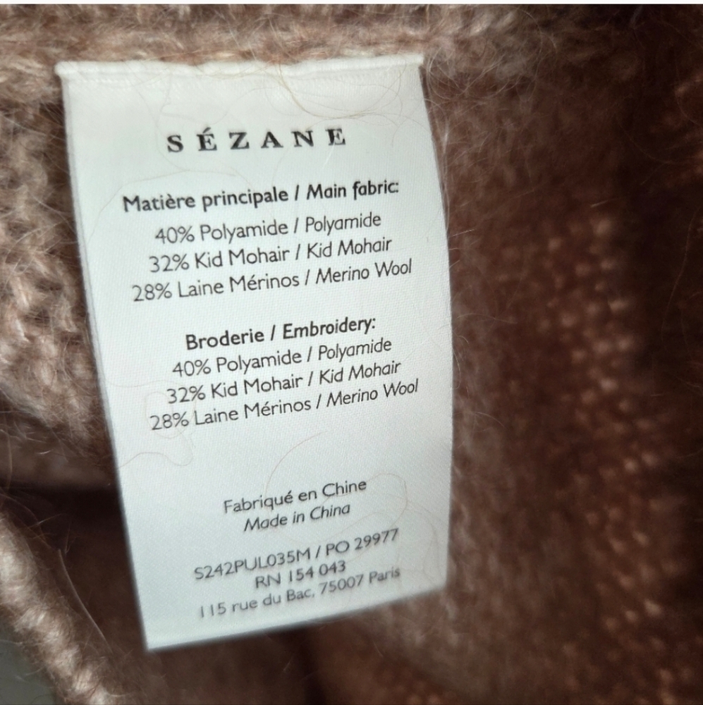 LA MAILLE SÉZANE Suzon Mohair Embroidered Floral Sweater Mottled Beige NWT RARE - Picture 9 of 10